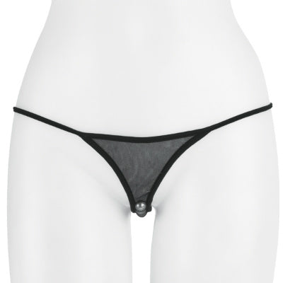 Adult Pearl Mesh G-String Black