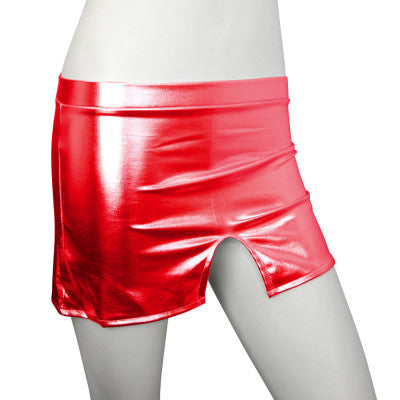 Metallic Mini Skirt Red