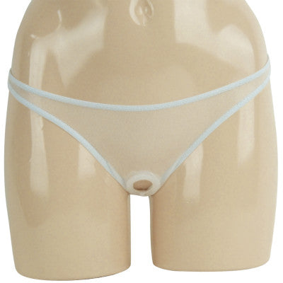 Silicone Ring Built-In Ladies Sheer T-Back White