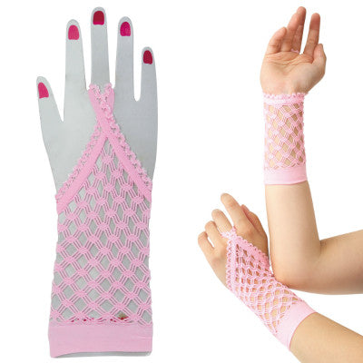 Mesh Fingerless Gloves Pink