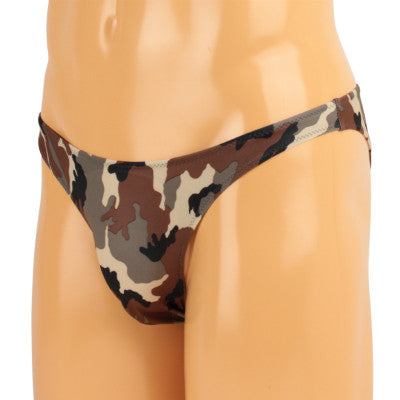 Mens Stretch Camouflage Print Half Back Brown