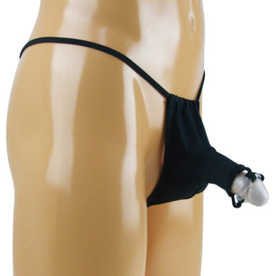 Power Ring Attached Fundoshi Type Elephant G-String Black