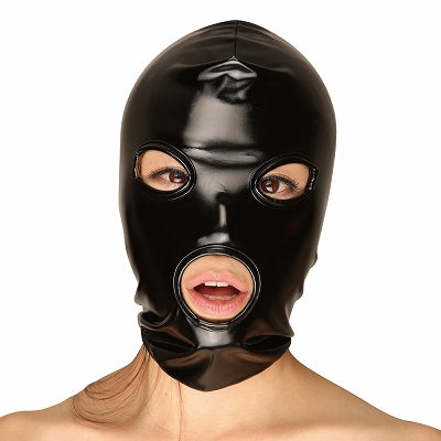 Enamel 2-Way Stretch Open Mouth And Eyes Full Head Restraint Mask