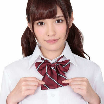 Cute School Ribbon Dark Red Stripe