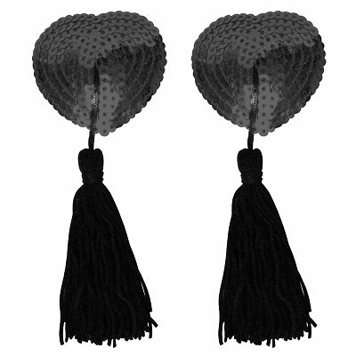 Nipple Tassel Sequin Heart Black