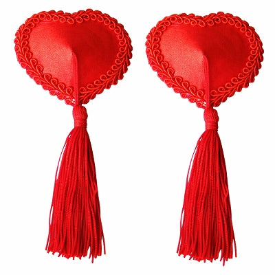 Nipple Tassel Frill Satin Heart Red