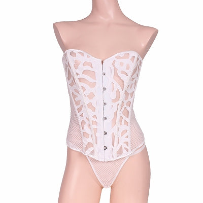 Style Up Back Lacing Corset & T-Back Set White