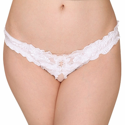 Felica & Flower Lace Crotch Open T-Back White