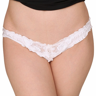 Felica & Lace Fabric Crotch Split Half-Back White