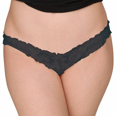 Felica & Lace Fabric Crotch Split Half-Bag Black