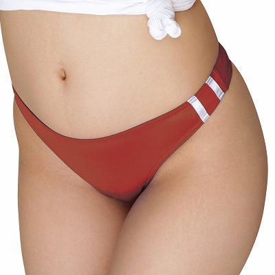 Glossy Stretch Bloomer T-Back Red