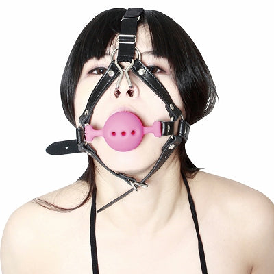 Sm-Vip Nose Hook Ball Gag Harness Pink