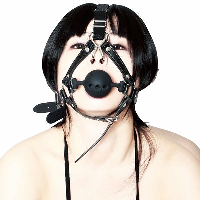 Sm-Vip Nose Hook Ball Gag Harness Black