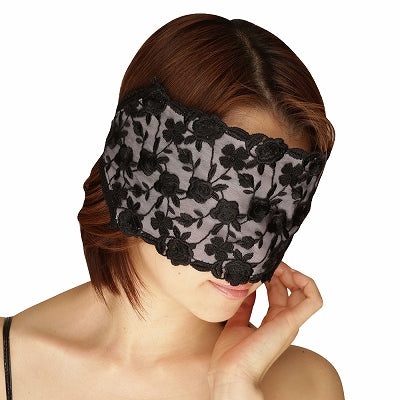 Lace & Thin Cotton Eye Mask Black Peach