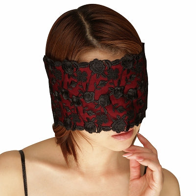 Lace & Thin Cotton Eye Mask Black Red