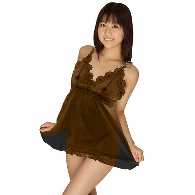 Sparkly Transparent Flower Line Babydoll Black