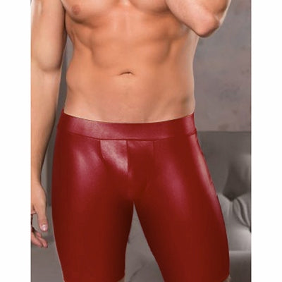 Red Temptation Mens Long Boxer Shorts With Seductive Back View