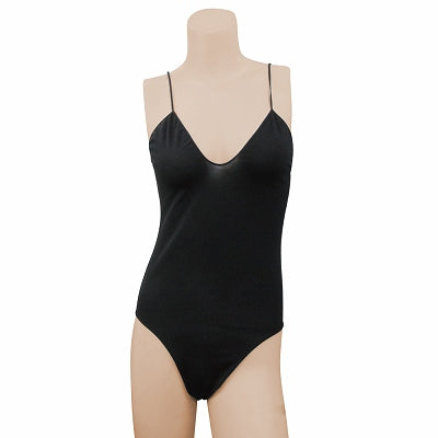 Gauze-Like Stretch Leotard Black