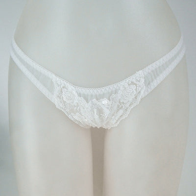 2L Size Lace & Sheer Ultra Thin Full Back White