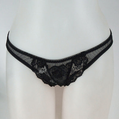 2L Size Lace & See-Through Ultra-Thin Full Back Black