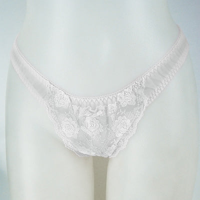 2L Size Lace & Sheer Ultra-Thin T-Back White