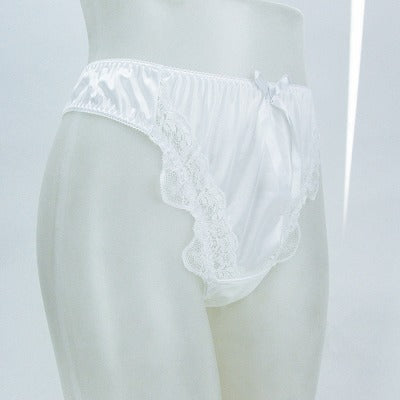 Glossy Soft Lace Back T-Back White Ll Size.