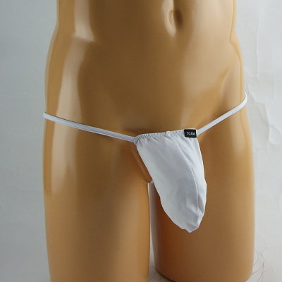 Mens 2Way Stretch Front Pocket G String White