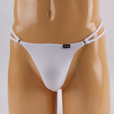 Mens 2Way Stretch Side Double String G String White