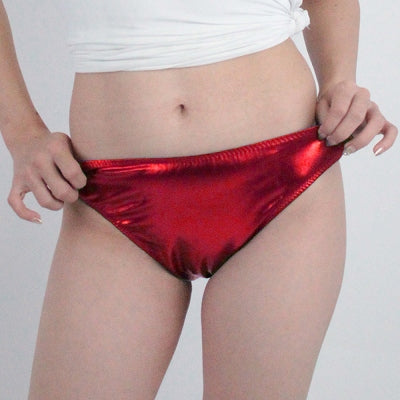 Shiny Stretch Metallic Full Back Red