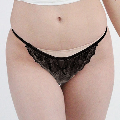 Translucent Material With Lace Back Full Black