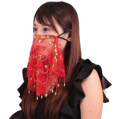 Night Mask Face Veil Red