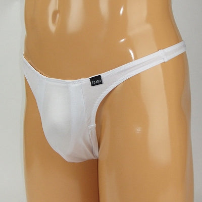 Mens Glossy Stretch Fabric Ball Pouch T-Back M White