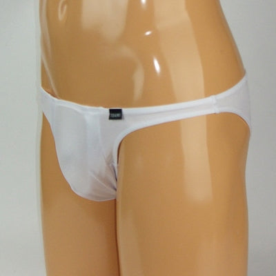 Mens Glossy Stretch Fabric Fullback With Ball Pouch M White