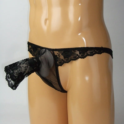 Men Skeske See-Through Sexy Fabric With Lace Pierced Type Tb Black