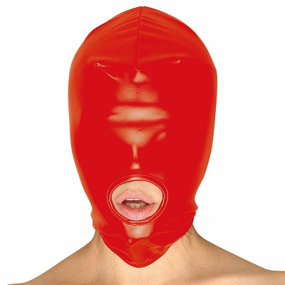 Enamel 2Way Stretch Mouth Opening Full Head Restraint Mask Red