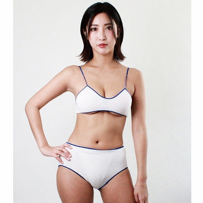 2Way Stretch Gauze-Like Fabric Sports Bra & Bloomers Blue