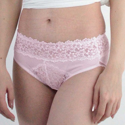 Gloss Stretch Fabric With Lace Full Back Pink