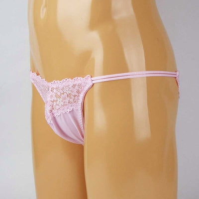 Men Stretch Fabric & Lace Combination Sides 2 Full Back Pink