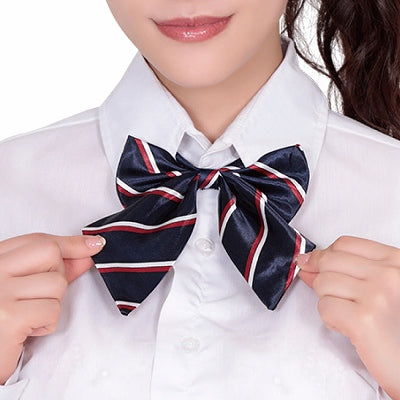 Cute School Ribbon Navy Regimental Stripe