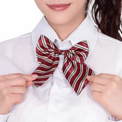 Kyunkawaii School Ribbon Dark Red Regimental Stripe