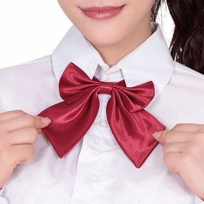 Cute School Ribbon Dark Red Classic Satin