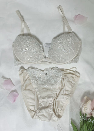 [Premium Used] Thong panties ♡ Elegant embroidered lace BP set 💗✨