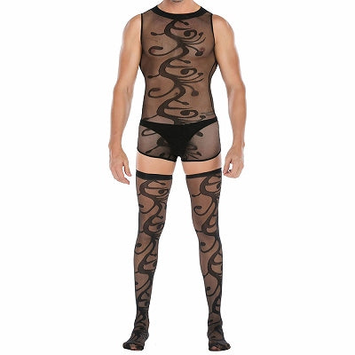 Mens Leotard & Stockings Set