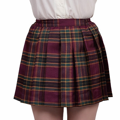 Iron Plate Style Check Skirt Dark Red