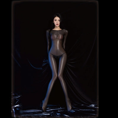 Grace Open Crotch Full Body Stocking Black