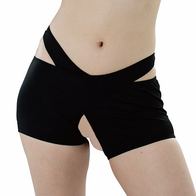 Unisex Crotch Open Crotch Separate Shorts Black