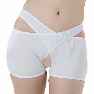 Unisex Crotch Open Cross Separate Shorts White.