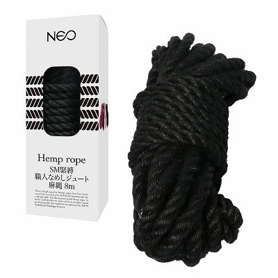 Neo Sm Restraint Artisan Tanned Jute Hemp Rope Black 8M