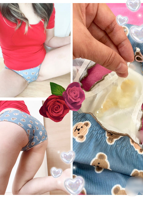 [Premium Used] petit ❤️ light blue panties❤️ love juice soaked and slimy ❤️❤️