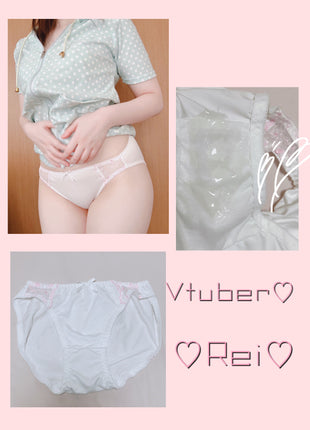 [Premium Used] Vtuber Rei's pink floral white panties worn for one day.